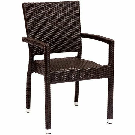 BFM SEATING Monterey Outdoor / Indoor Stackable Java Synthetic Wicker Arm Chair 163PH501CJV